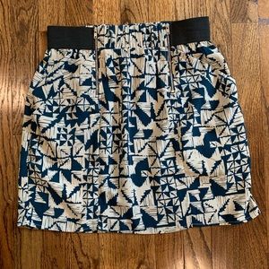 Blue and tan mini skirt